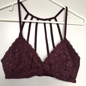 Maroon strappy bra